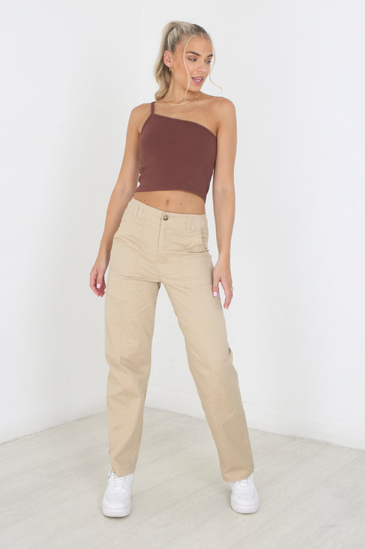 Sand Full Length Utility Cargo Trousers