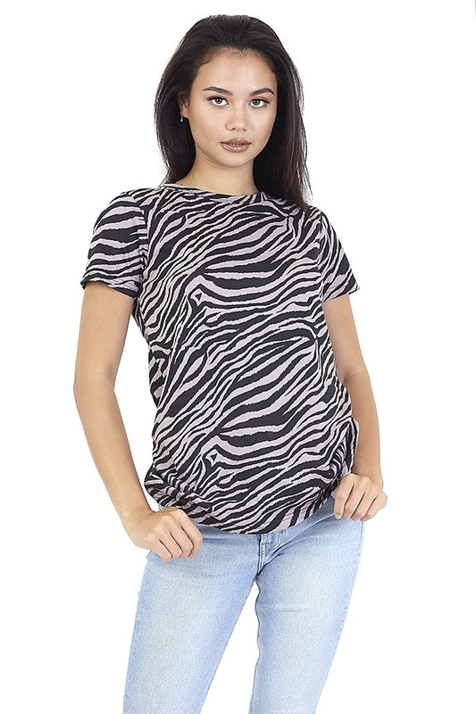 Animal Print Crew Neck Short Sleeve T-Shirt