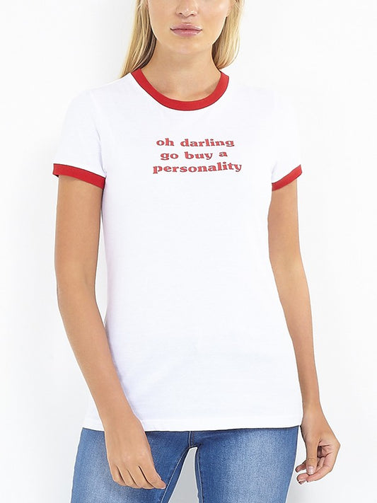 Contrast Colour Slogan Design T-Shirt