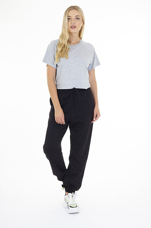 Plain Cropped Crew Neck Raglan Sleeve T-Shirt