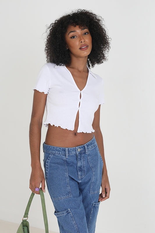 Collared Crop Top