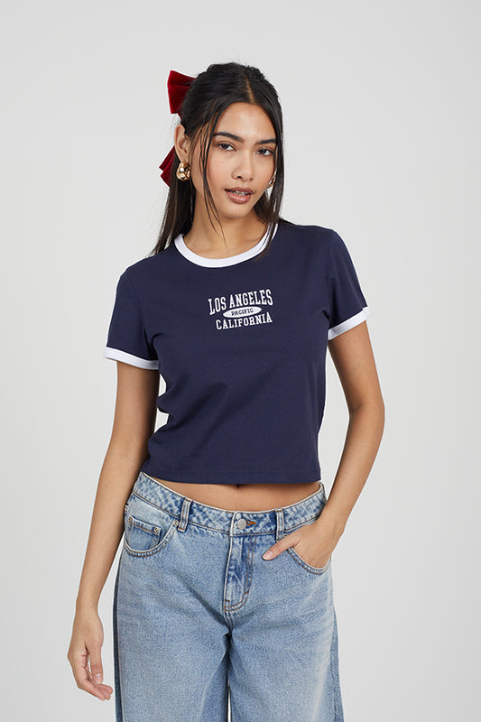 'Los Angeles' Embroidered Baby Tee