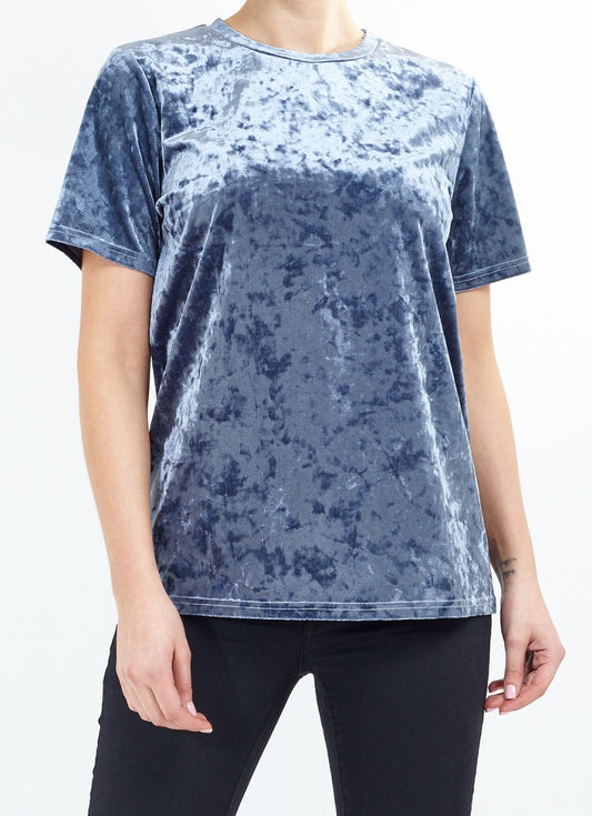 Crushed Velvet Crew Neck T-Shirt
