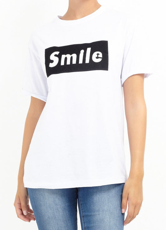 Smile Slogan Design Contrast Colour T-Shirt