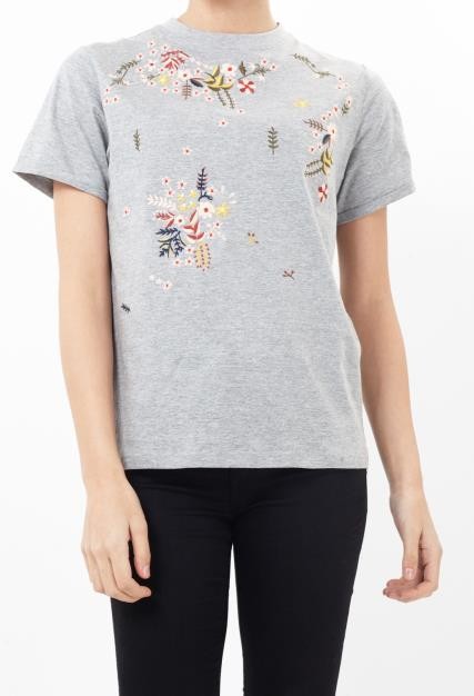 Floral Embroidery Short Sleeve T-Shirt