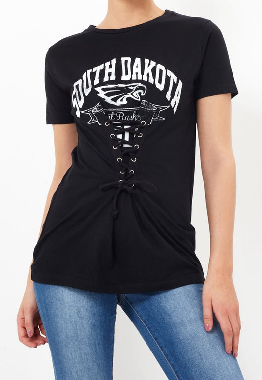 Gem Varsity Print Corset Style T-Shirt
