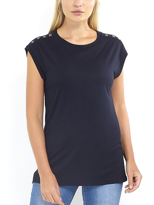 Eyelet Shoulder Detail T-Shirt
