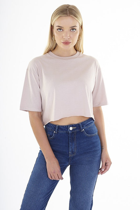 Plain Oversized Fit Cropped T-Shirt