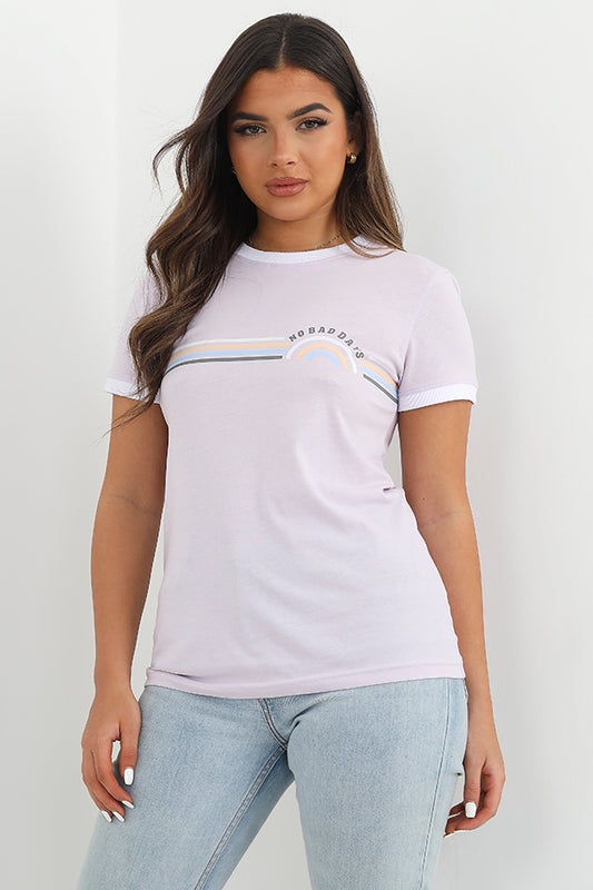 No Bad Days Print Crew Neck Ringer T-Shirt