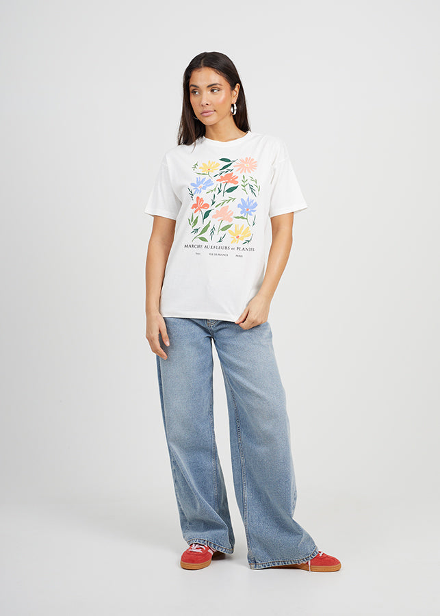 'Marche Aux Fleurs Et Plants' Oversize Tee