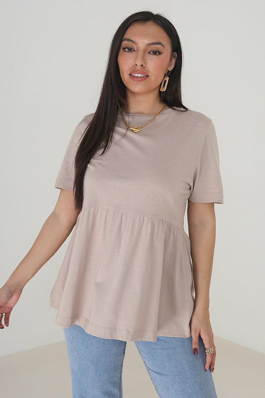 Smock Style Jersey Feel Short Sleeve Top