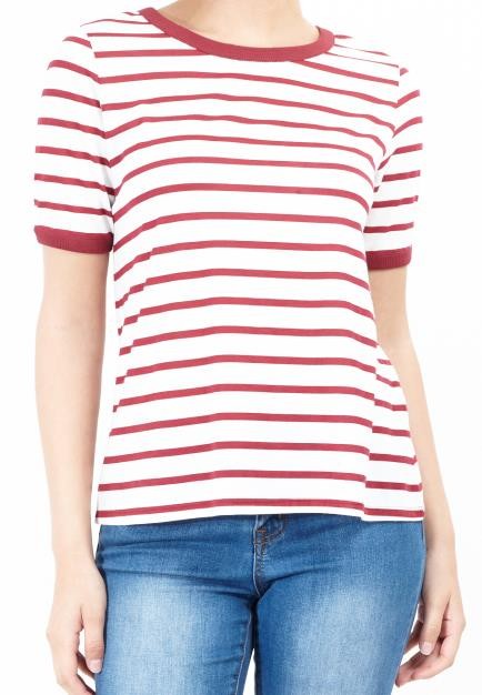 Striped Crew Neck Ringer T-Shirt