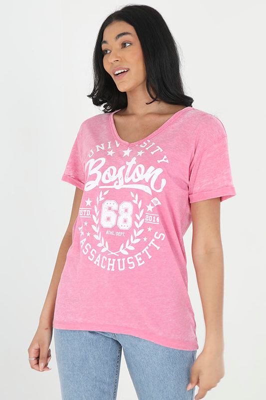 Burn Out V Neck T-Shirt
