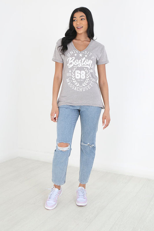 Burn Out V Neck T-Shirt