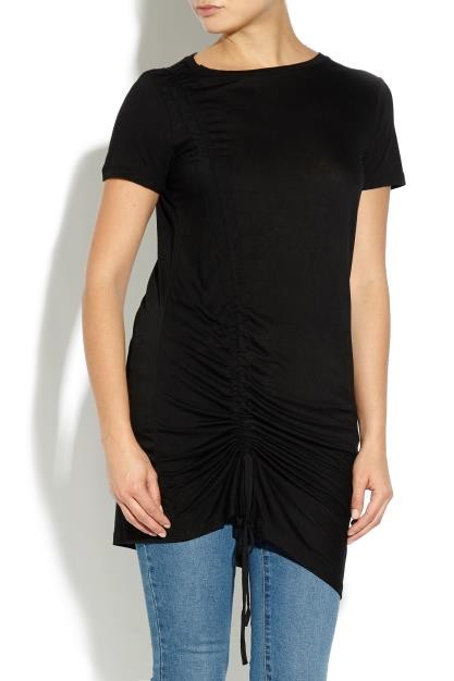 Diana Drawstring Detail Long Ruched T-Shirt