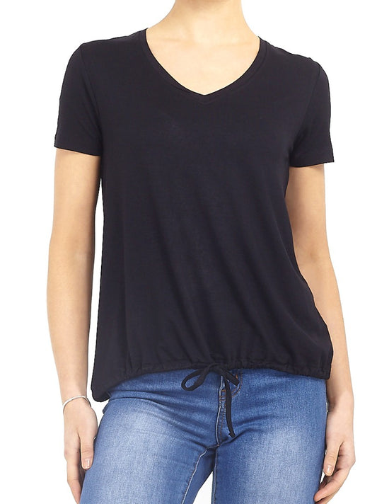 Drawstring Hem V-Neck T-Shirt