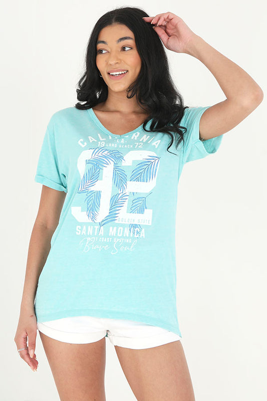 Burn Out V Neck T-Shirt