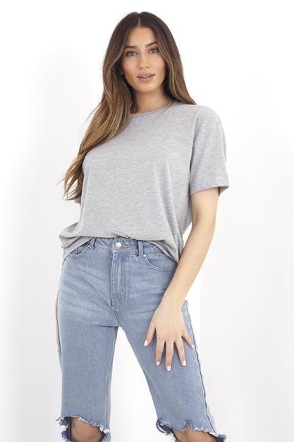 Grey Marl Oversized Crew Neck Short Sleeve T-Shirt