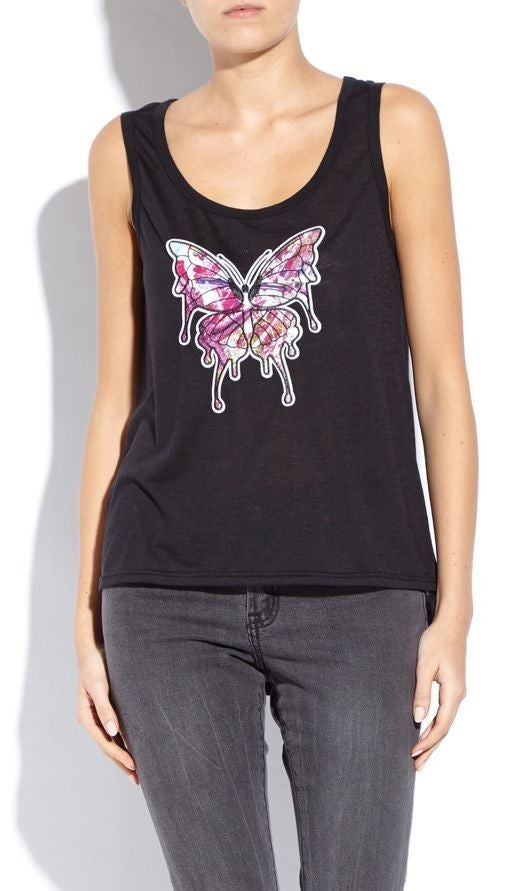 Flutter Butterfly Design Scoop Neck Vest