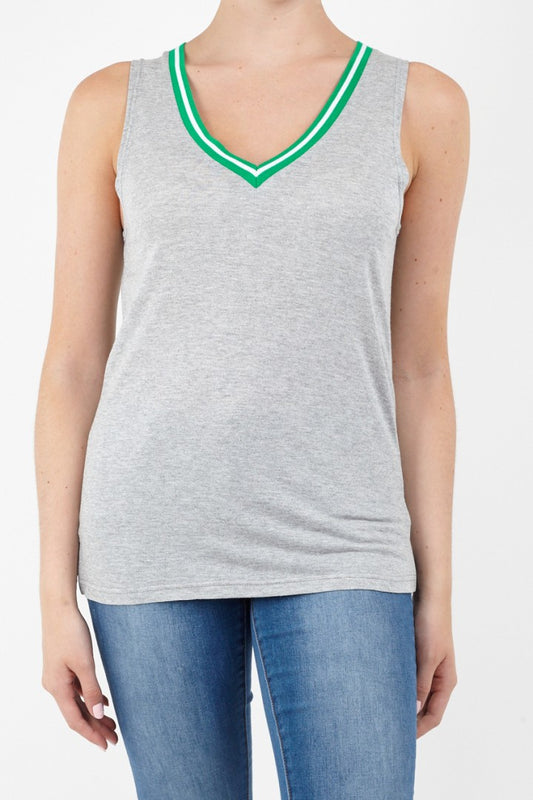 Jemma V-Neck Contrast Stripe Vest Top