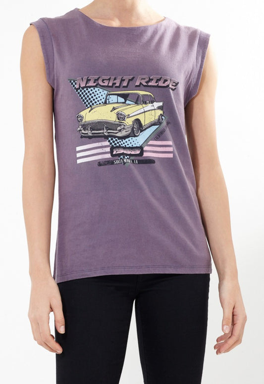 Ride Classic Car Print Slashed Back Vest