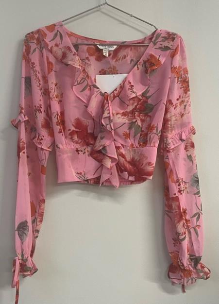 Brave Soul Long Sleeve Chiffon Frill Top