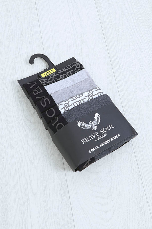 Jacquard Logo Detail Five Pack Printed Boxers