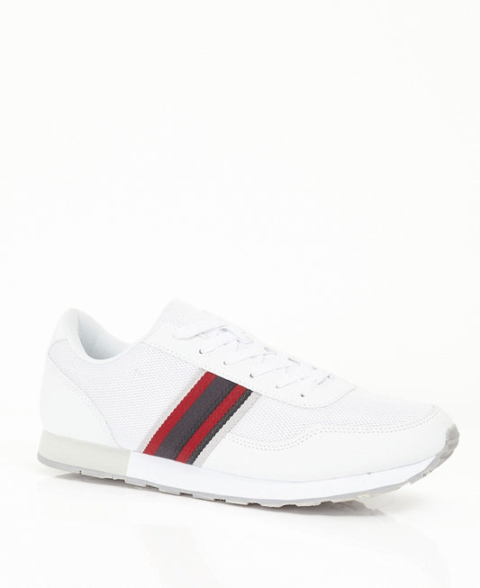Contrast Tape Detail White Mesh Trainers