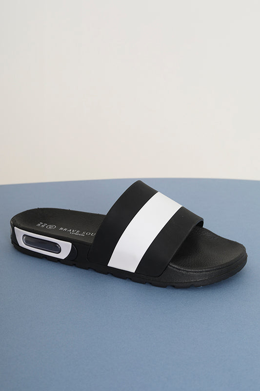 Air Bubble Detail Striped Rubber Sliders