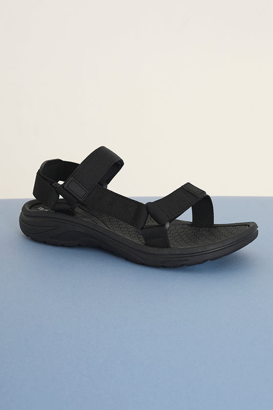 Black Lightweight Velcro Technical Sandals