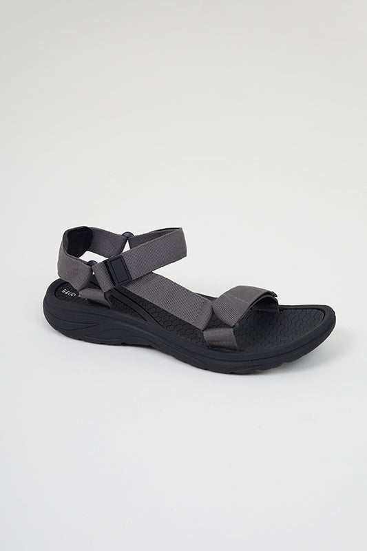 Tech Sandals Grey Velcro Tape Straps Black Moulded Sole