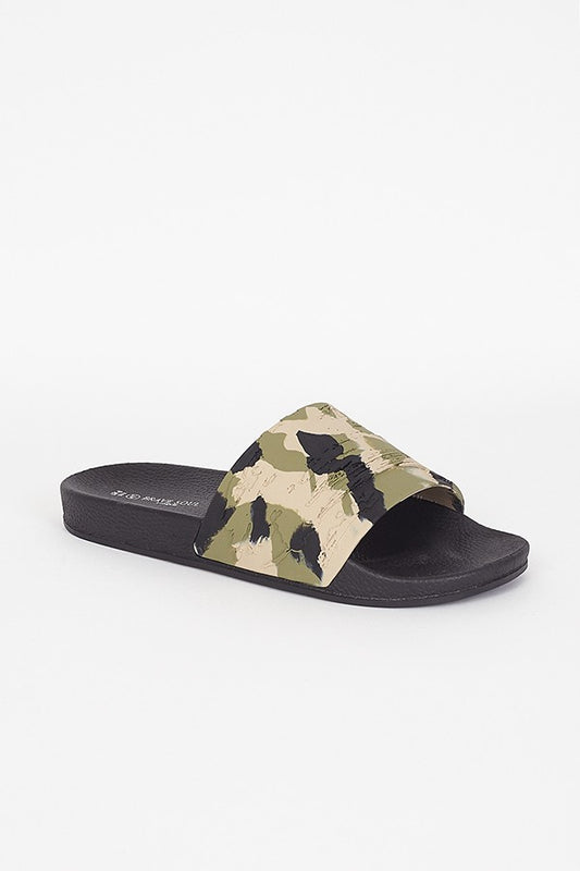 Khaki Camouflage Print Sliders