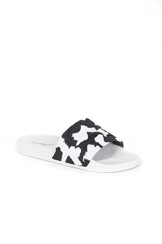 White Camouflage Print Sliders