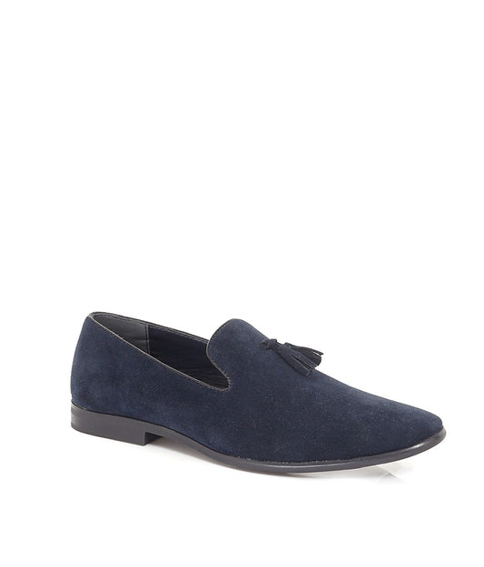 Tassel Detail Navy Faux Suede Loafers