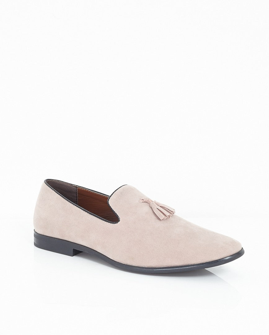 Tassel Detail Pink Faux Suede Loafers