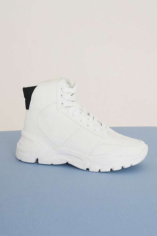 White Chunky Sole Trainer Boot