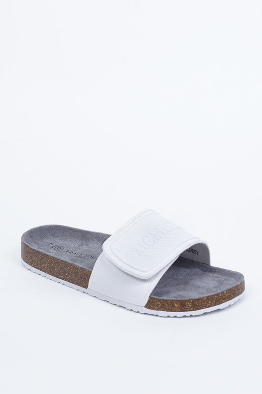 Grey Roman Numeral Design Velcro Strap Sliders