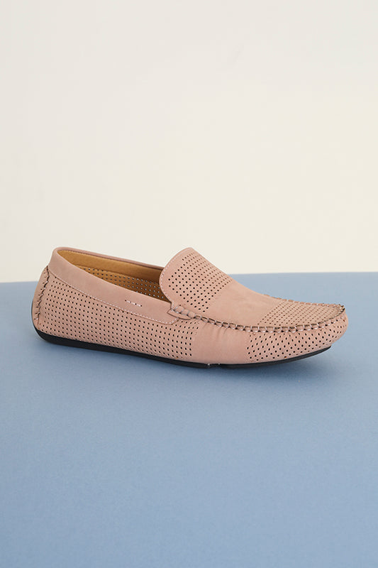 Fawn Faux Suede Stitch Detail Perforated Loafers