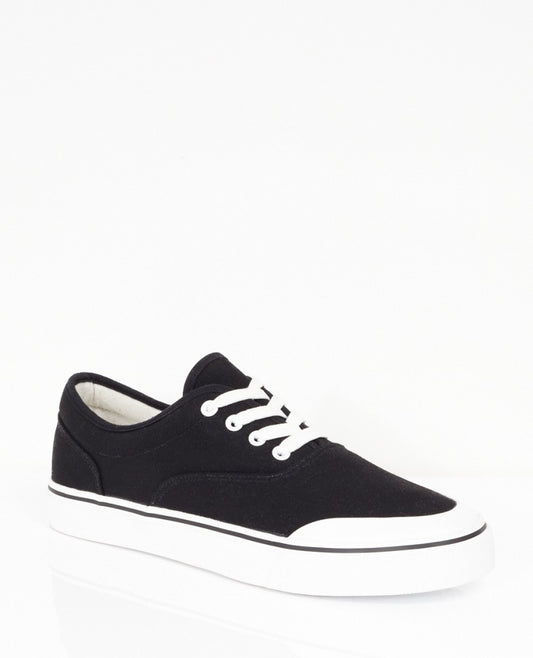 Black Lace Up Canvas Plimsolls