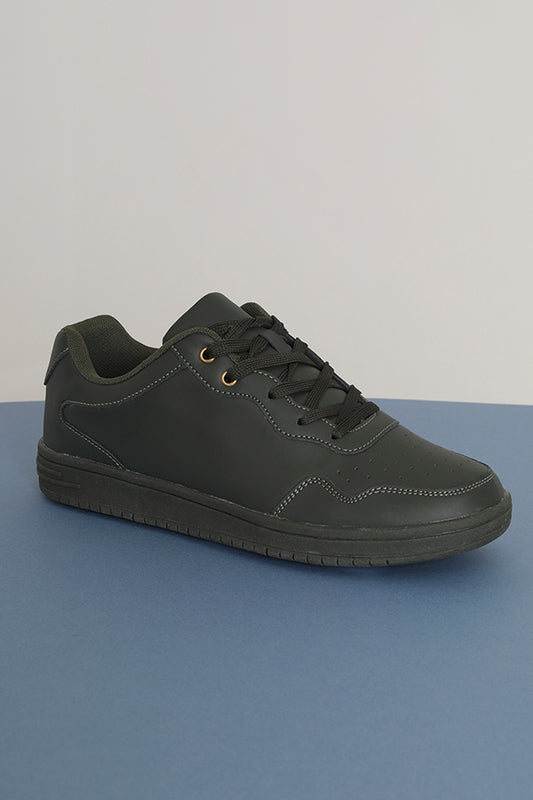 Khaki Perforated Front Upper Lace Up Trainers
