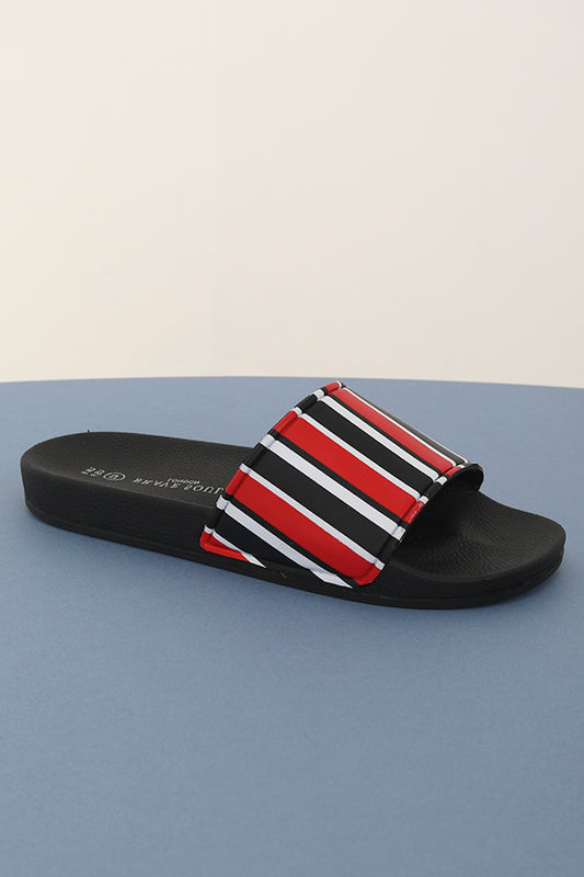 Red And Black Stripe Moulded Sole Pvc Slider