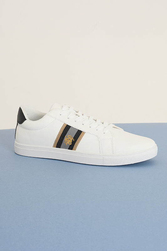White Pu Lace Up Trainer