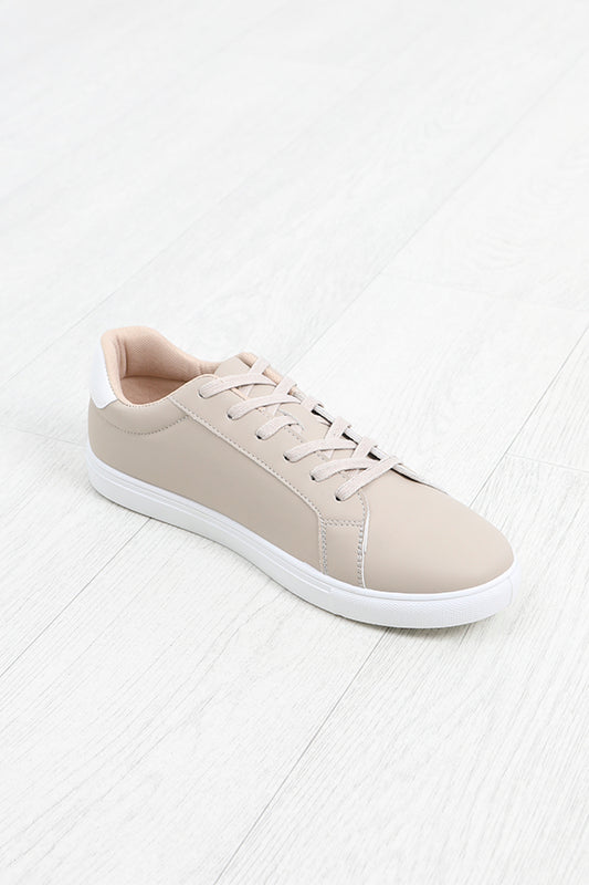 Stone Faux Leather Panel Detail Lace Up Trainers