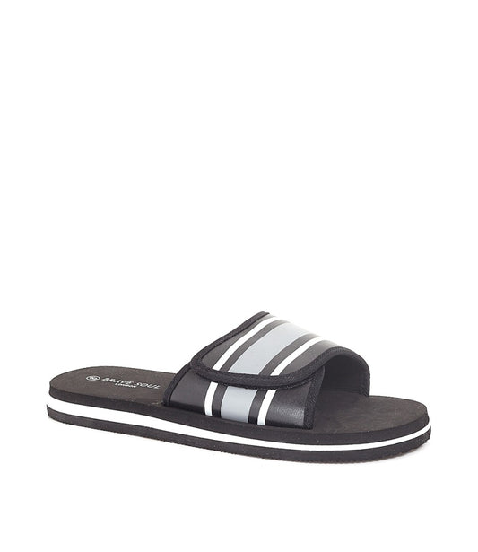 Adjustable Striped Strap Black Sliders