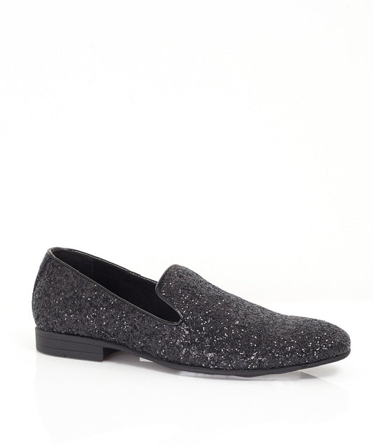 Tonal Black Glitter Loafers