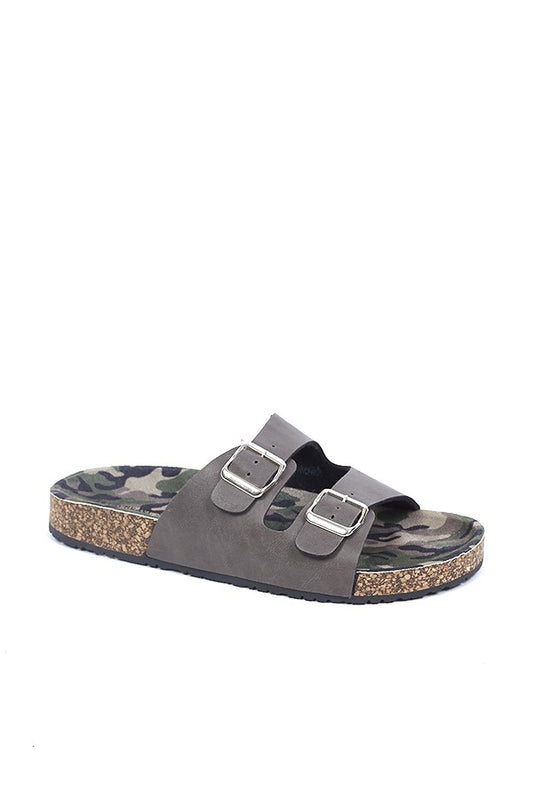Camo Pirnt Pu Strappy Buckle Detail Sandals