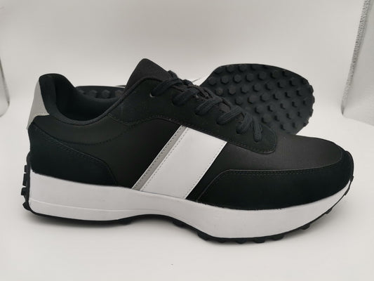 Black Mixed Fabric Trainer