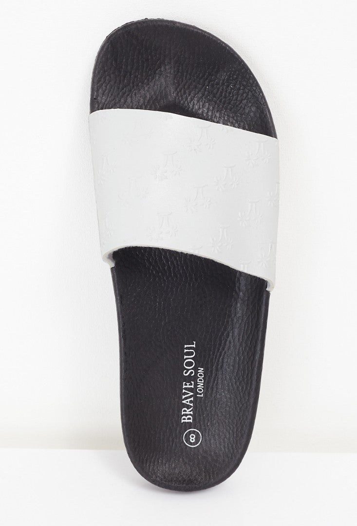 Embossed Palm Tree Strap Design Pool Sliders
