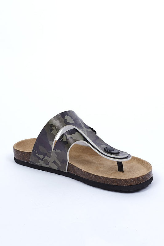 Cork Sole Camouflage Sandals