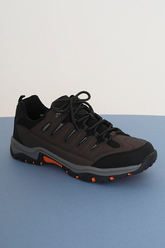 Brown/Grey Lace Up Hiking Style Trainer